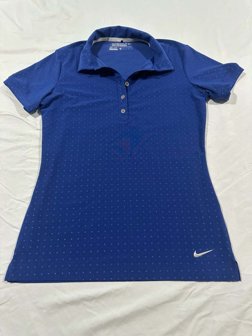 Nike Golf Tour Performance Women's Dri-FIT Blue Polo Shirt with Dot Pattern